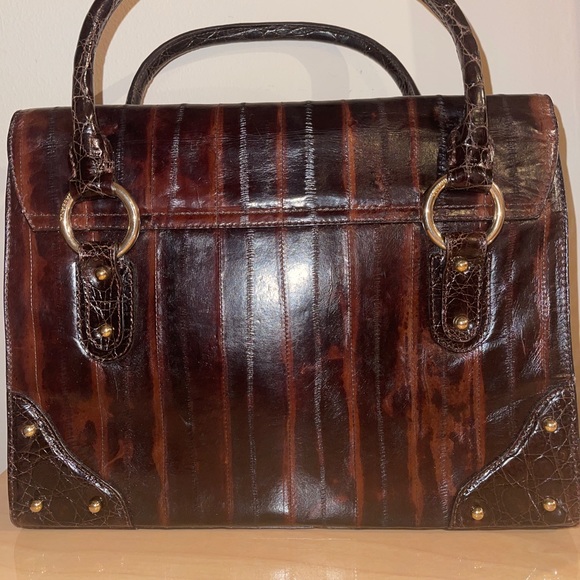 Dolce & Gabbana Studs Burgundy Brown Exotic Leather Bag - Picture 6 of 12